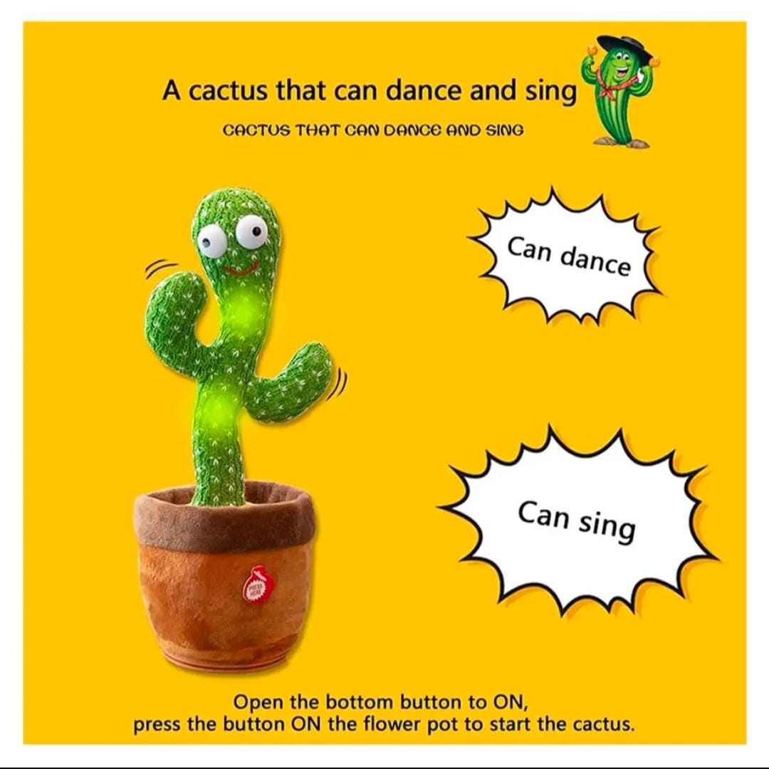 Rechargeable Dancing Cactus Toy – With Recording, Singing, Talking & Lighting