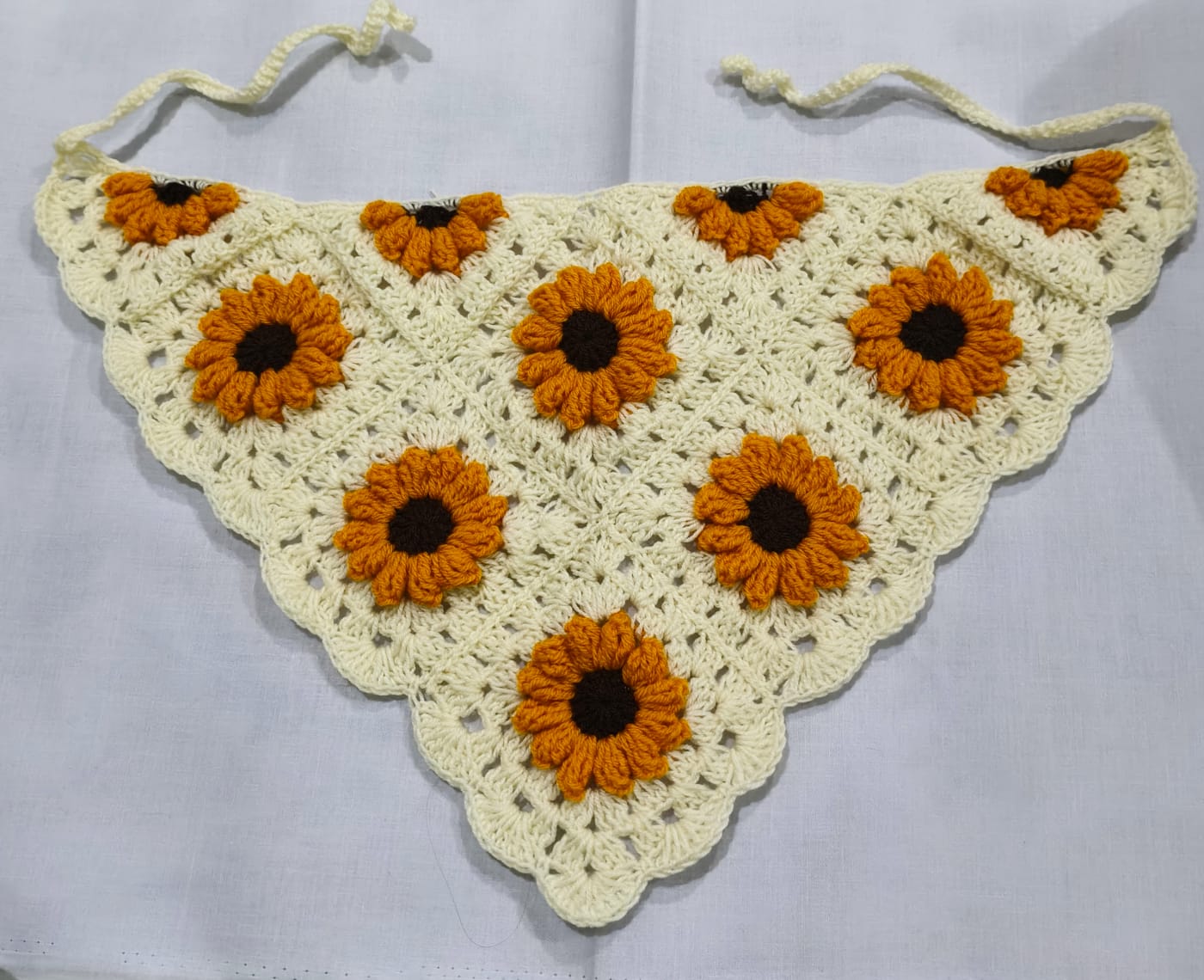 Handmade Crochet Bandana Head Scarf Boho Hair Accessory