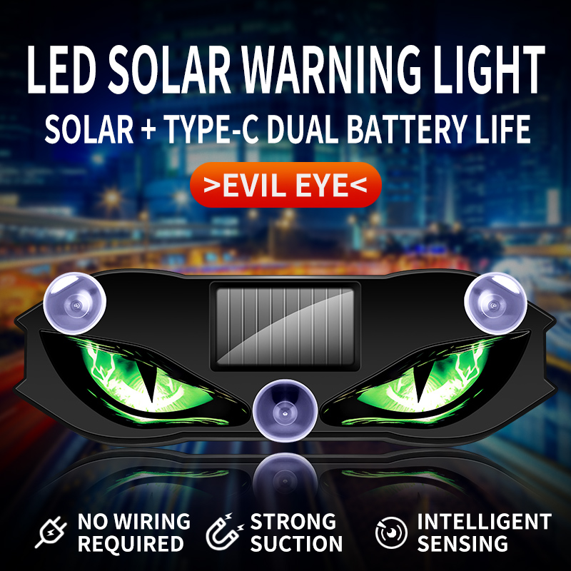 LED solar powered car warning light, devil's eye ambient light, nine tailed fox dynamic eye light, new model