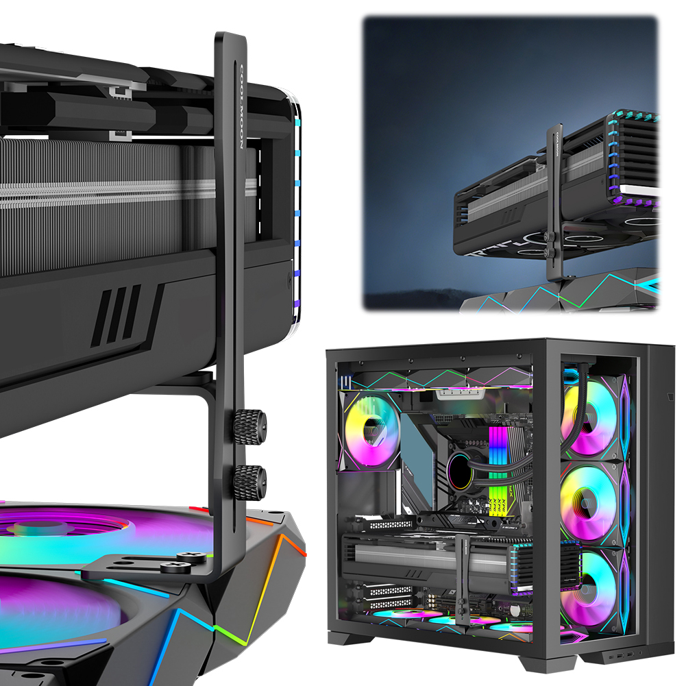 Computer Graphics Card Holder Chassis Fan Support Aluminum GPU Fixed Bracket Wear Resist Adjustable Graphics Card Support
