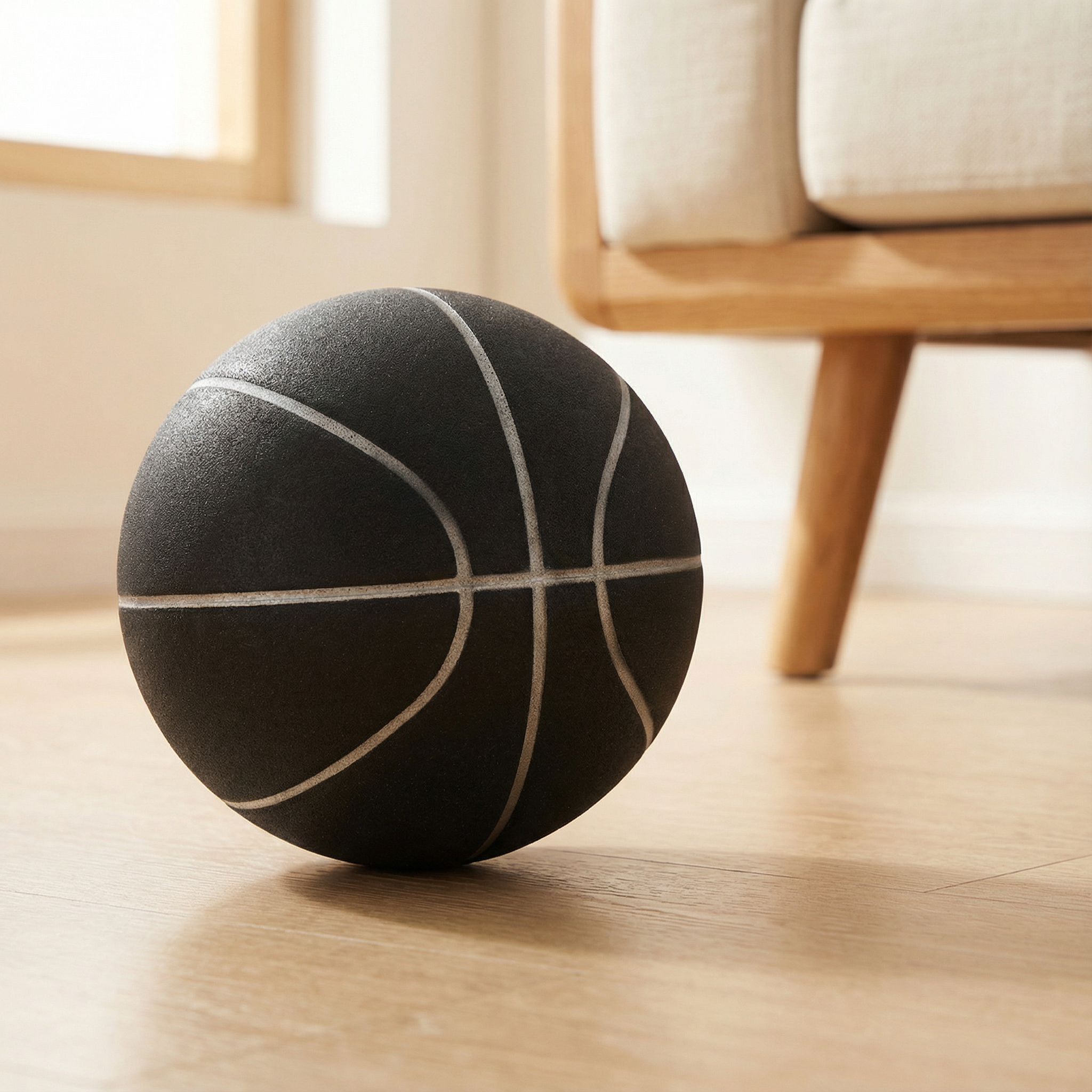 Upgrade Silent Basketball New Black Size 7 Ball Noise-Free Indoor Bounce Mute Training Basketball for Kid Playing at Home Birthd