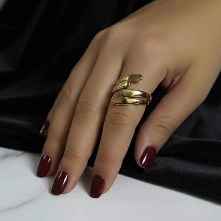 Adjustable Girls Snake Rings|Golden Seashell Flower Echo Leaf Ring|Stainless Steel Rings for Women|Timeless Elegant Fashion Jewellery