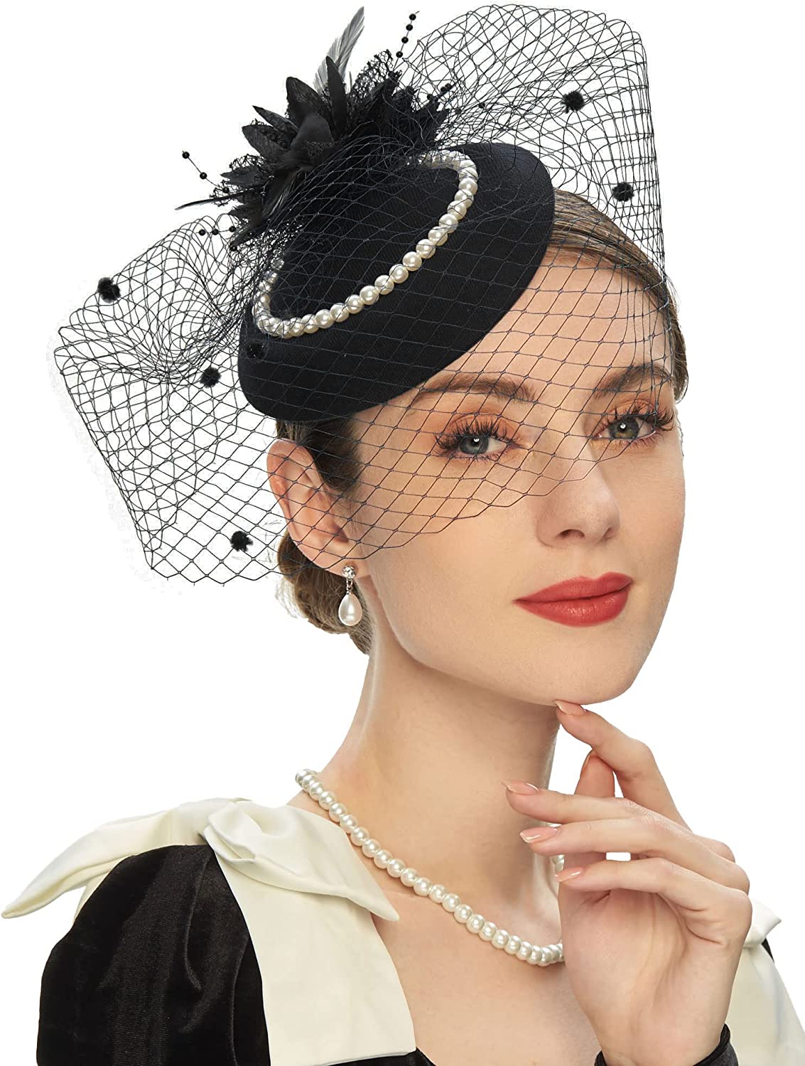 Elegant Fascinators For Women Charming Mesh Feather Headderss Cocktail Tea Party Hairbands Civil Wedding Hat Hair Accessories