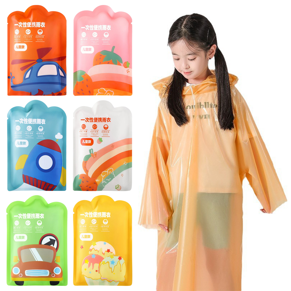 Children Raincoat Outdoor Raincoat Disposable Raincoat Vacuum Compression Card Packaging Rainwear Camping Hiking Accessories