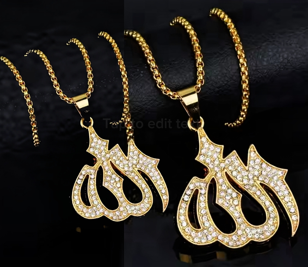 Top Fashion Gold Plated  bChallegraphy Pendant Necklaces Unisex Ahmed Arab Islam Mohammad Muslim Middle Eastern pendant For Unisex Top Fashion Quality  Islamic Name Pandant With Neck Chain For Boy And Girls Eid Special ,Birthday Gift for Men And W