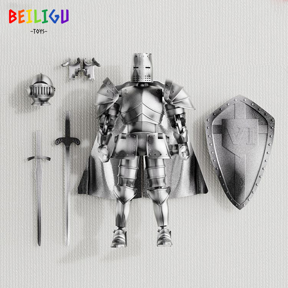 Europe Medieval Knight Multi-Joint Movable Action Figures Warrior Robot Sword Shield Assembly Toy Collection Model Holiday 