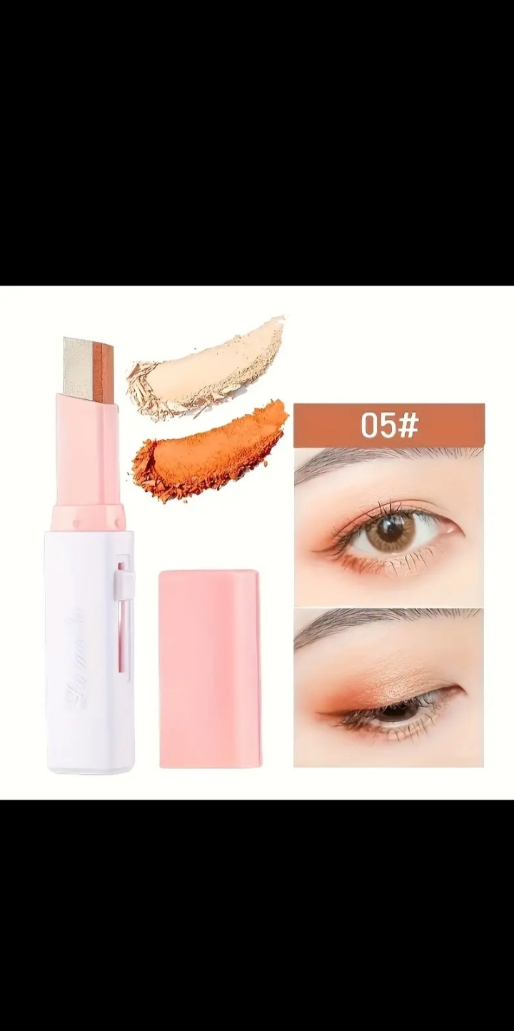 Eyeshadow Stick 2 In 1 Double Color Gradient Velvet Shadow Stick Eye Makeup Waterproof Lasting Shimmer Metallic Eyeshadow Makeup