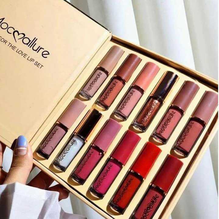 Mocallure Matte Lip Gloss 12 Pcs Set | Waterproof Long Lasting Lipstick | 12 Beautiful Shades | Matte Lip Color