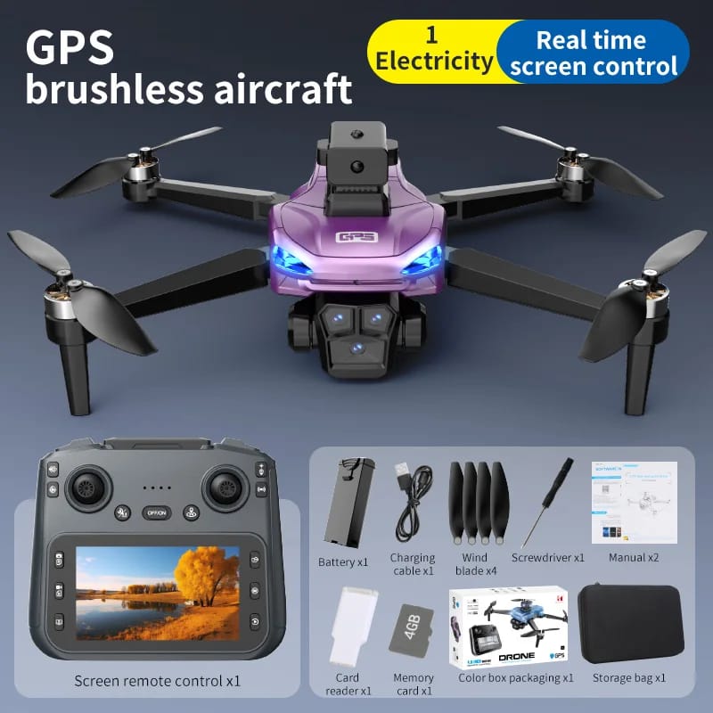 LH X89G 5G Wifi GPS Foldable Drone with HD Dual Camera | Brushless Motor | 4.5" LCD Screen Remote | Optical Flow | WiFi FPV | Altitude Hold RC Quadcopter