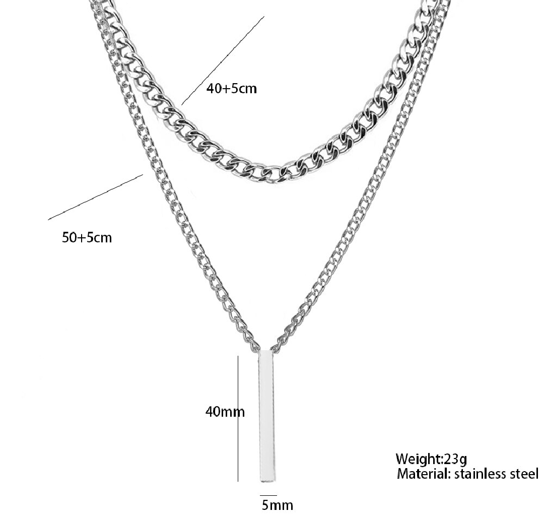 Men's 3D Vertical Nacklace Geometry Stainless steel Cuban Nacklace/ Chain  Temperman Neck chain Trendy Nacklace Gift For Men &Boys