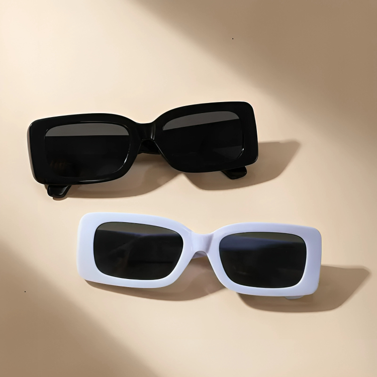 Retro Rectangular Sunglasses for Men & Women – UV400 Protection Unisex Fashion Shades | Stylish Trendy Eyewear for Outdoor & Daily Wear