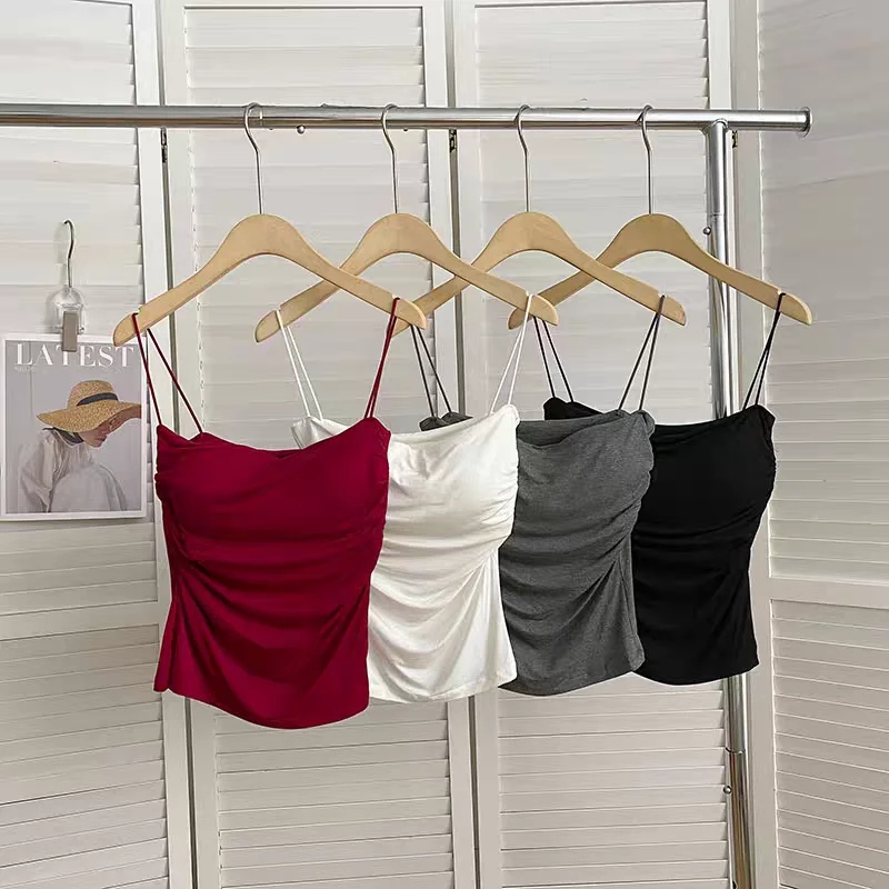  Sleeveless Tank Tops Women Casual Vest Crop Camisole Seamless Sports Underwear with Chest Pads Summer Female Bra Lingerie