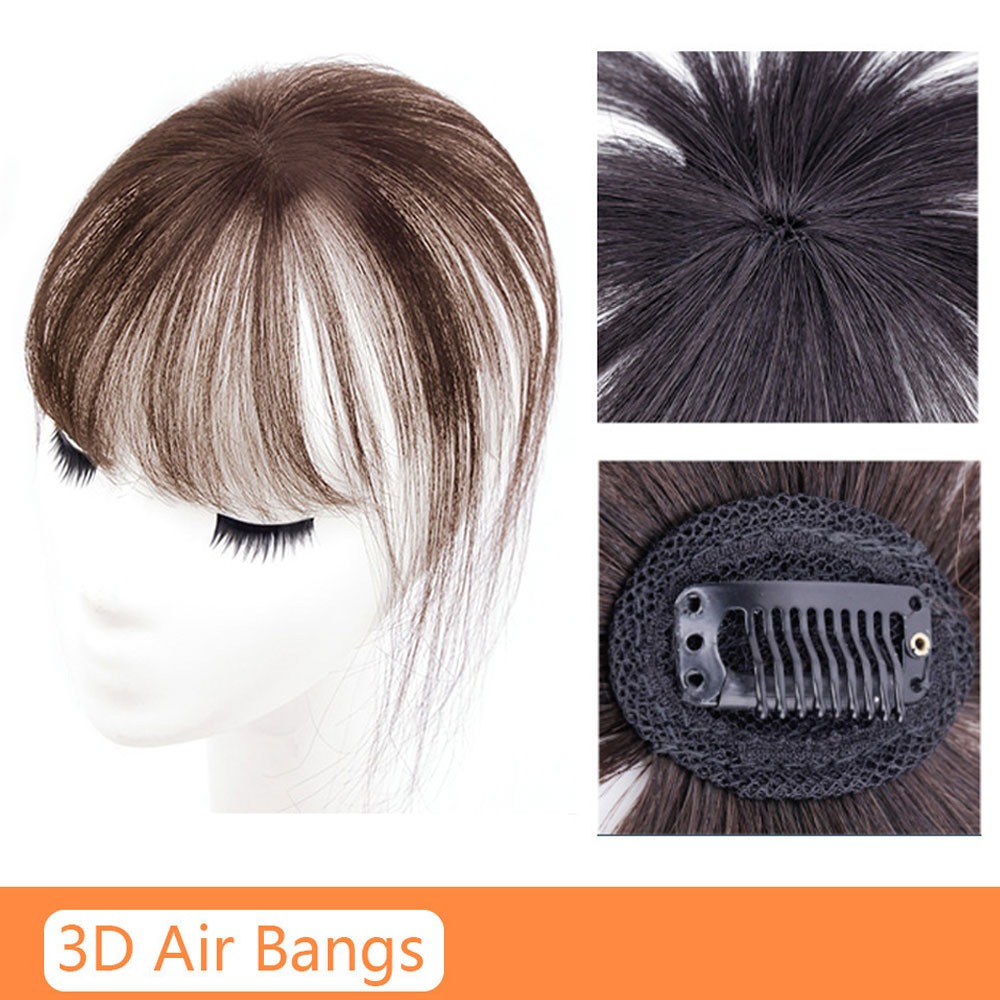 Fashion 3D Natural Bangs Invisible Middle Part False Bangs Synthetic Clip-In Side Fringe Hairpieces Women