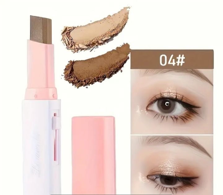 Eyeshadow Stick 2 In 1 Double Color Gradient Velvet Shadow Stick Eye Makeup Waterproof Lasting Shimmer Metallic Eyeshadow Makeup