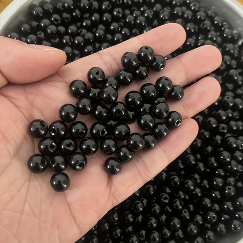 Black Beads 8mm For Bracelet Making Jewelry Making accessories 8mm Black Glass Beads For Faux Tourmaline Black Beads Bracelet and Jewelry Making Material Buy Online Pakistan Wholesale DIY for Kids Art Crafts Bracket Making Material By SAMS COLLECTION