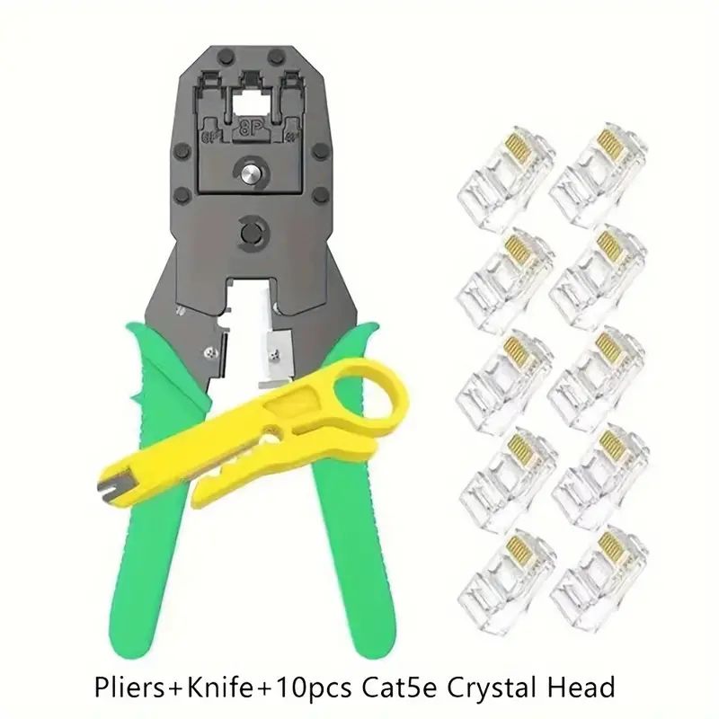 3 in 1 Professional RJ45 Crimper Tool Kit with 10 Cat6 RJ45 Connectors 4P 6P 8P Multifunction Network Cable Crimping Pliers Wire Cutter Wire Stripper Ethernet LAN Cable Crimp Tool for Cat5 Cat5e Cat6 RJ11 RJ12 RJ45 Premium Quality