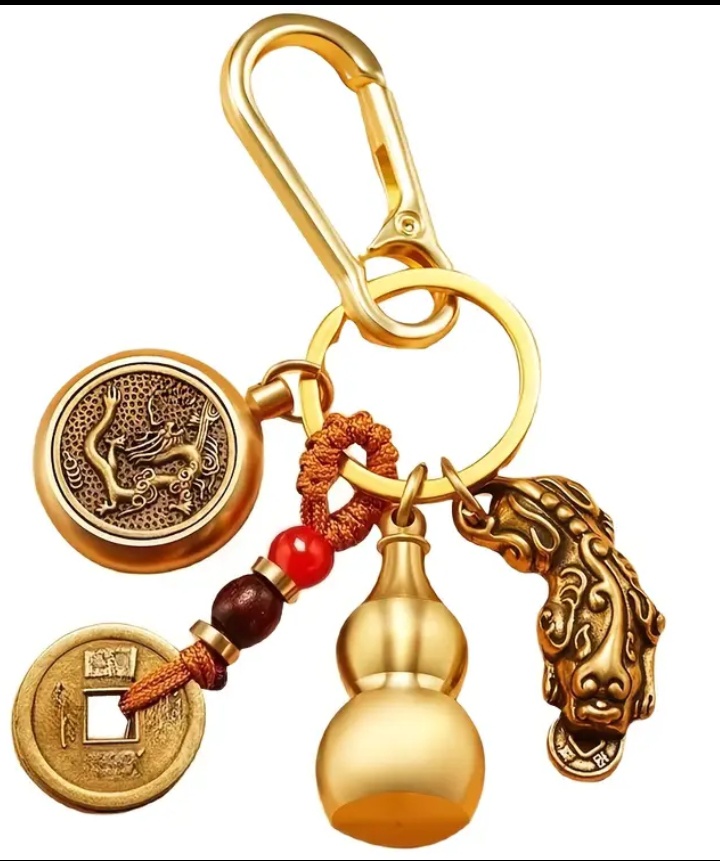 Brass Gourd Keychain Pendant, Medicine Case, Keep Pills Etc, Mini Gourd Open Hollow Copper Pendants, A Storage Locket (See dimensions carefully before order)