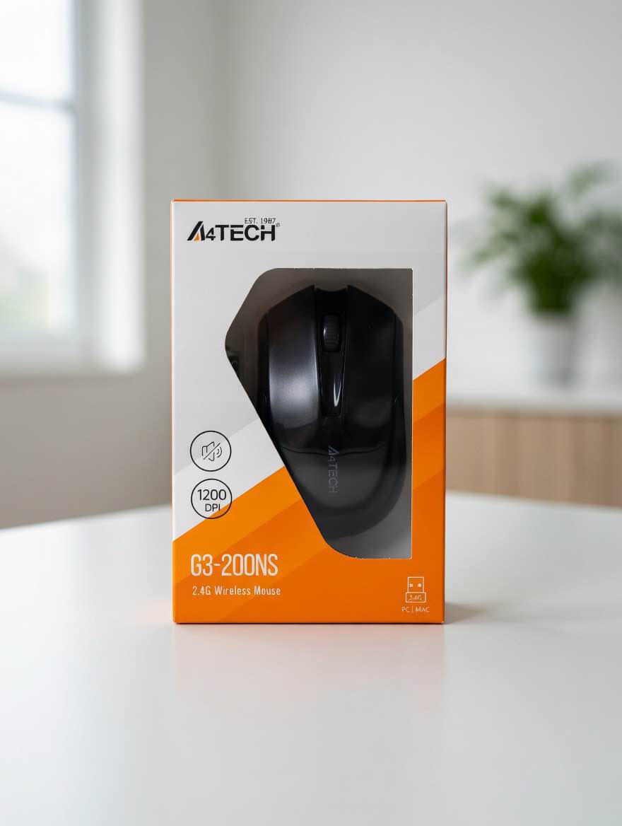 A4Tech G3-200NS Wireless Mouse | 2.4GHz | 1200 DPI | Silent Click | Nano USB Receiver | Long Battery Life | PC & Mac