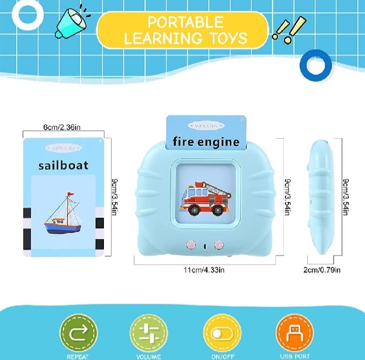 Talking Toy Flash Card for Kids 112 Card Early Language, 224 Words Education Learning Device Educational Toddlers Toys Reading Machinee Gift for Kids Ages 2-6