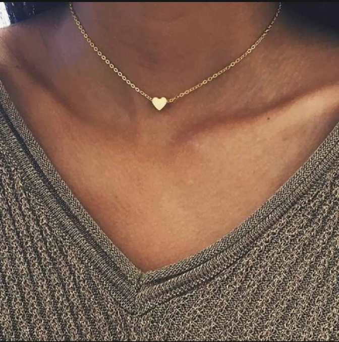 Minimalist Gold Heart Pendant Necklace for Girls – Korean Style Adjustable Chain Necklace