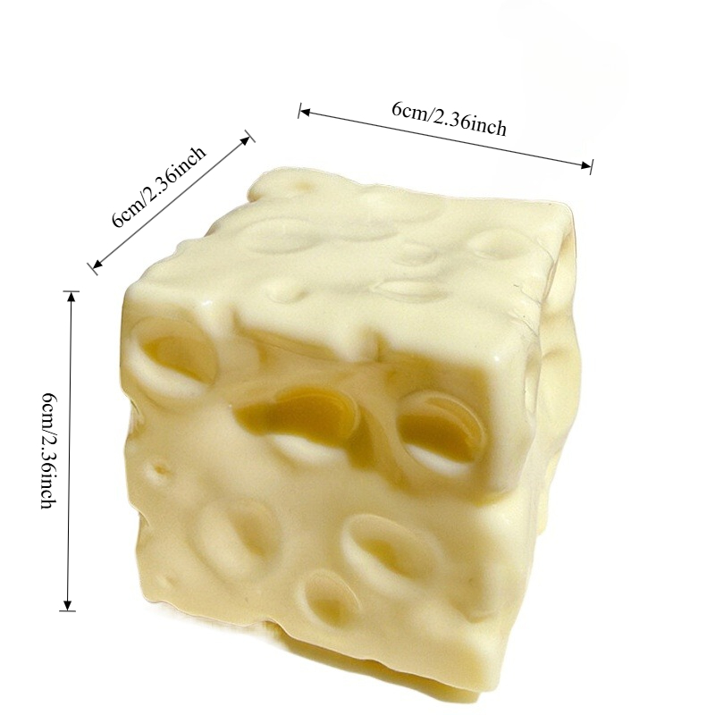 Cheese Cube Stress Ball Crunchy Squeeze Ball Squishy Toy Round Blocks Filled Fidget Toy ASMR Sensory Anti-Stress Festival