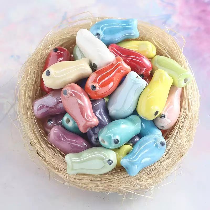 10pcs Retro Small Fish Beads Charms Ceramic Spacer Loose Beads For Jewelry Making DIY Bracelet Accessories