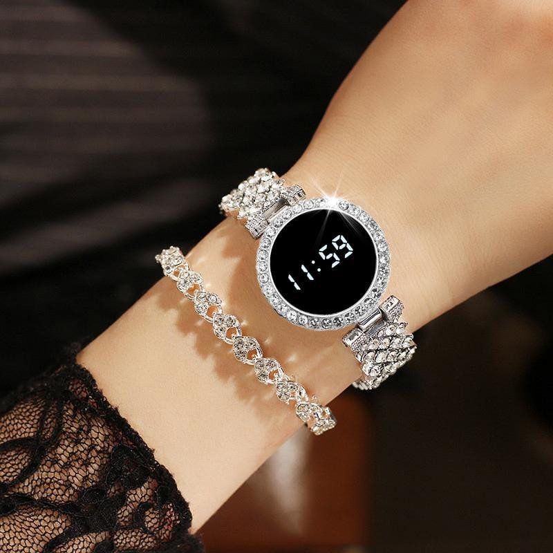 New Fashionable Stone Touch Round Ladies Watch for Women