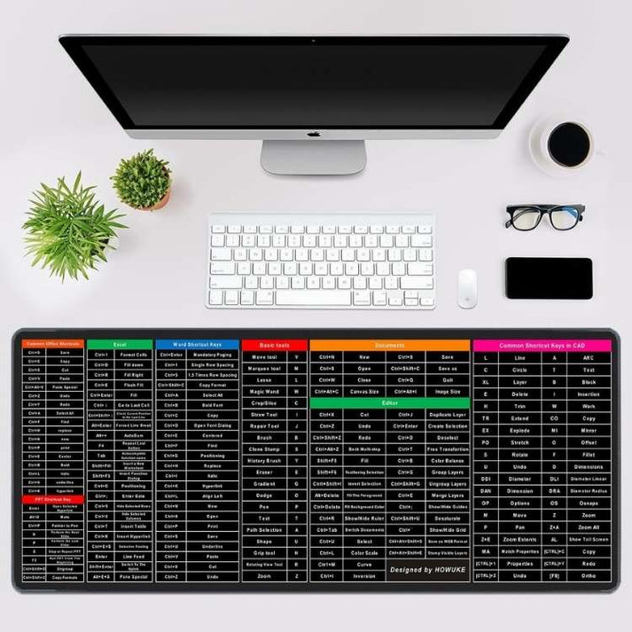Keyboard Shortcut Mouse Pad 800x300mm | Excel Shortcut Keys Cheat Sheet Reference Guide | Large Gaming Mouse Pad | Computer Learning Desk Mat for Beginners & Students | Office Productivity Workspace | Non-Slip Rubber Base