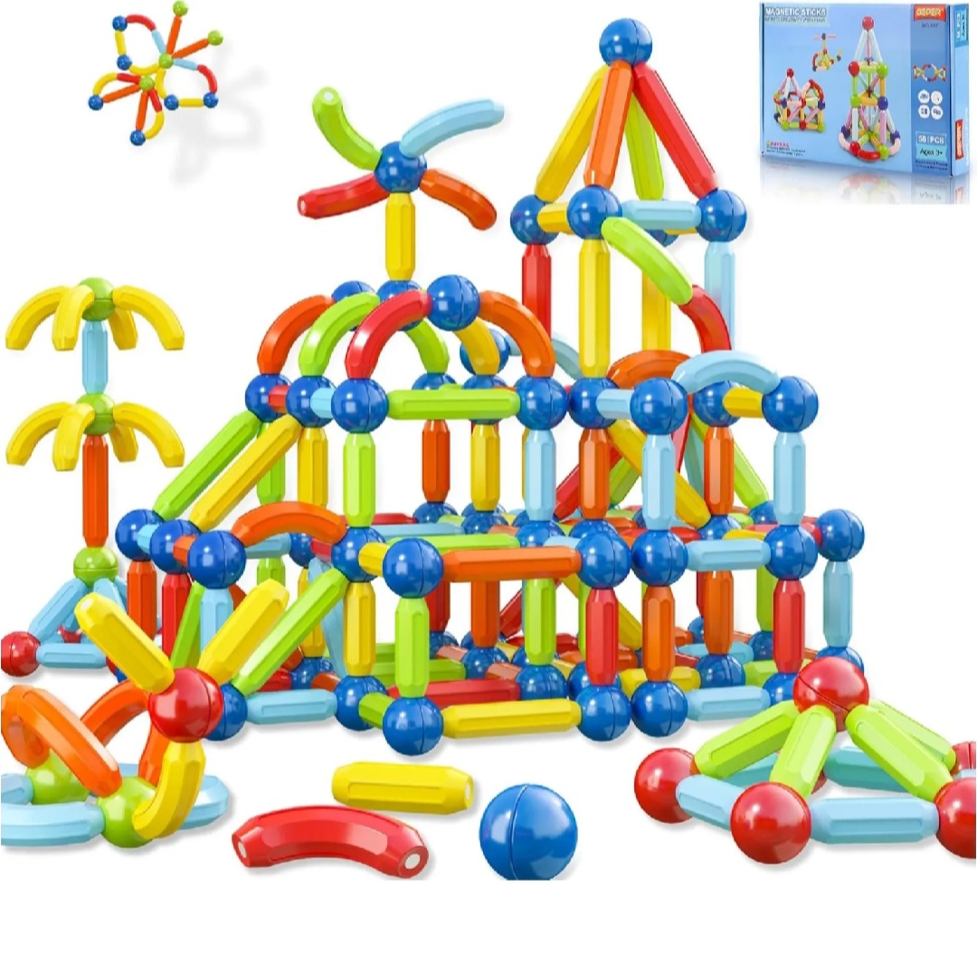 Magnetic Toys Building Blocks 36/42/64/25 Pcs Kids Magnet Balls and Rods Set Toddler STEM Sticks Toy Learning Educational Block Games Stacking Toys for Boy Girl Age 3+ Years Old Preschool
