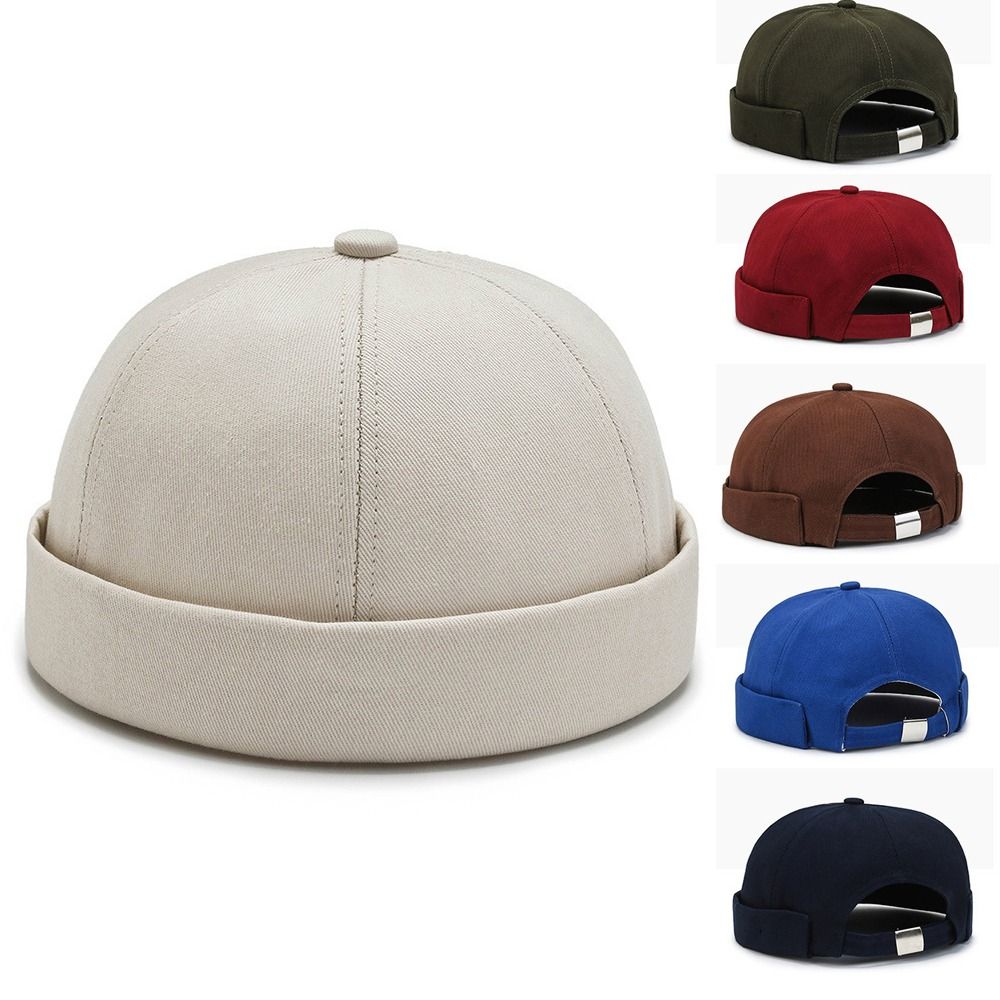 Casual Wear Cotton Brimless Hat Solid Color Breathable Brimless Skullies Cap Vintage Hip Hop Hats Summer