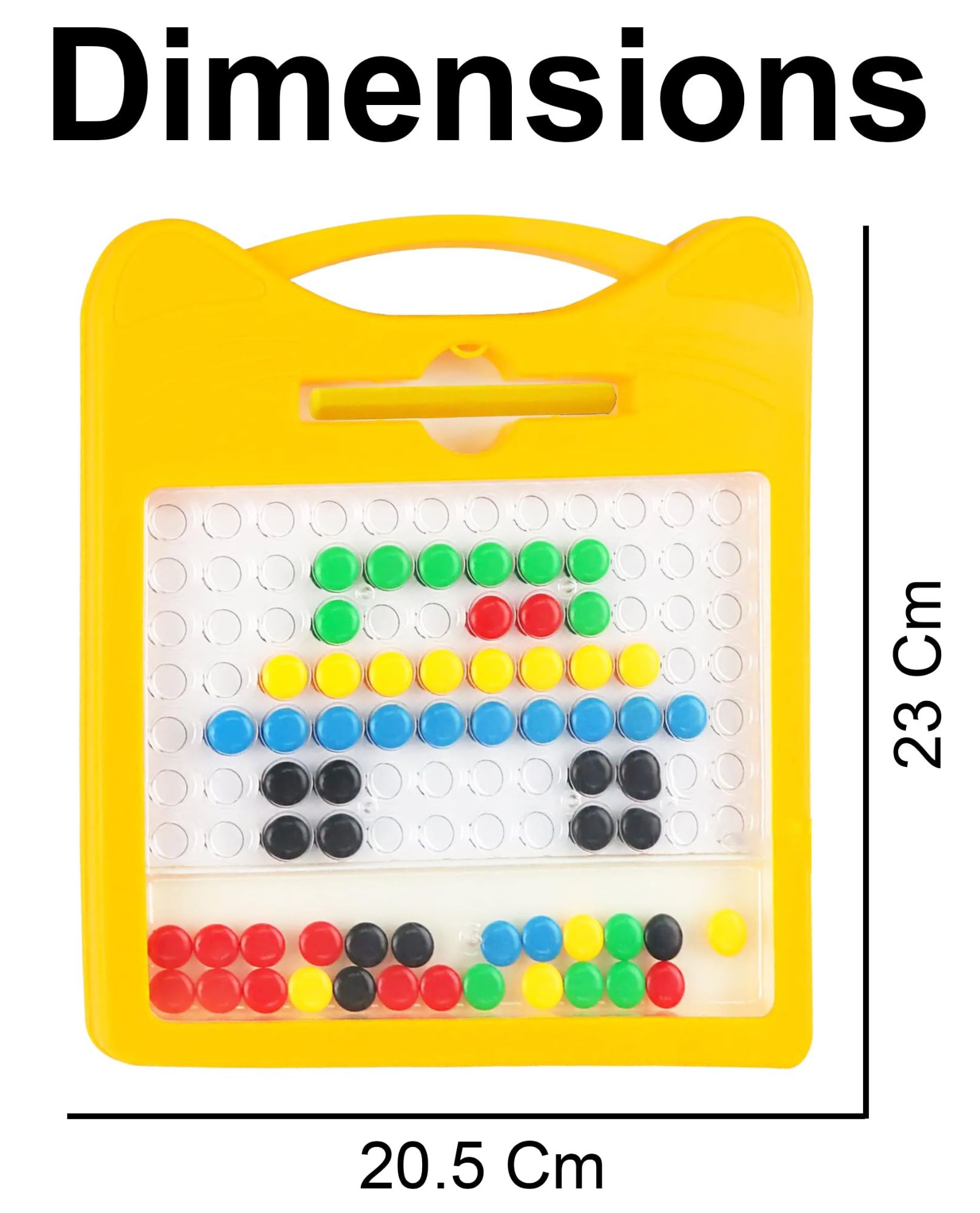 Educational Dot Magpad Drawing Board Toy for Kids - Montessori Learning with Magnetic Beads, 12 Double Sided Cards and Stylus - Color As Per Stock
