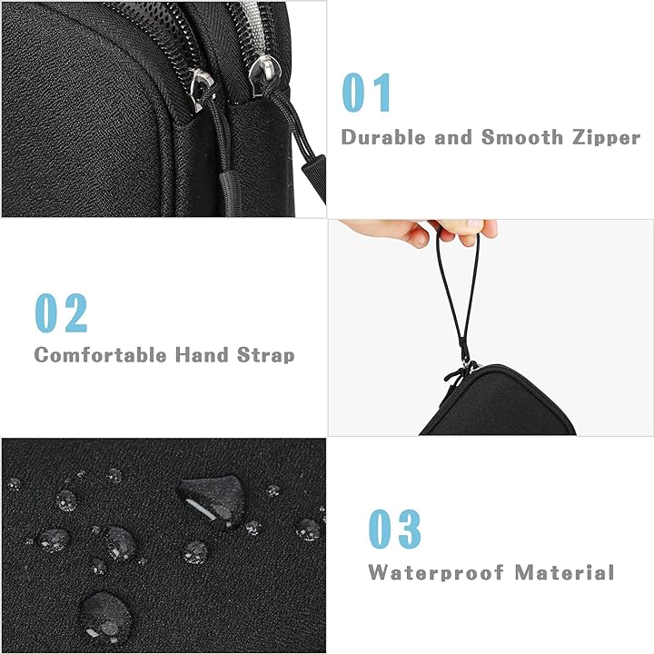 Cable Organizer Travel Bag Pouch Waterproof Small Electronic Accessories Carry Case Portable Double Layers All-in-One Storage Bag for Cable,Cord,Charger,Earphone Black