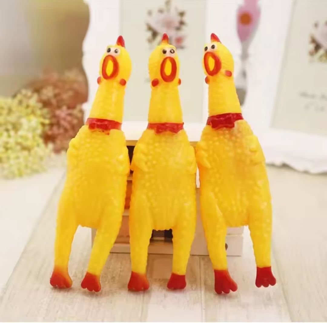 30CM Screaming Chicken Toys Yellow Rubber Squaking Chicken Toy Novelty and Durable Rubber Chicken Rubber Chickens