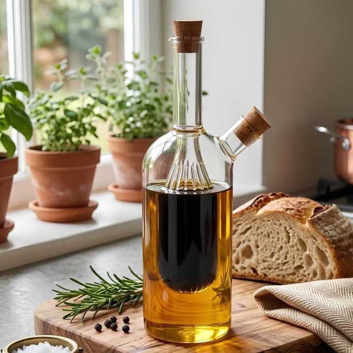 2 in 1 Oil & Vinegar Bottle | Oil Vinegar Dispenser | Kitchen Oil & Sauce Storage Bottle | Dual Purpose Condiment Bottle
