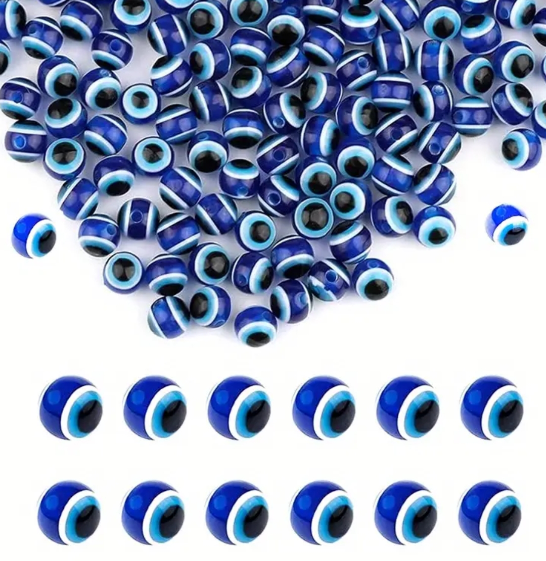 10pcs/20 Pcs/ 50 pcs Blue Color 6mm Colorful Royal-Blue Turkish Evil Eye Beads Resin Evil Eye Round Beads for Jewelry Making Loose Spacer Charms Beads for DIY Bracelet Necklace Earrings Jewelry Making Handmade Decorative Beads Key Chain Pendants Clothing