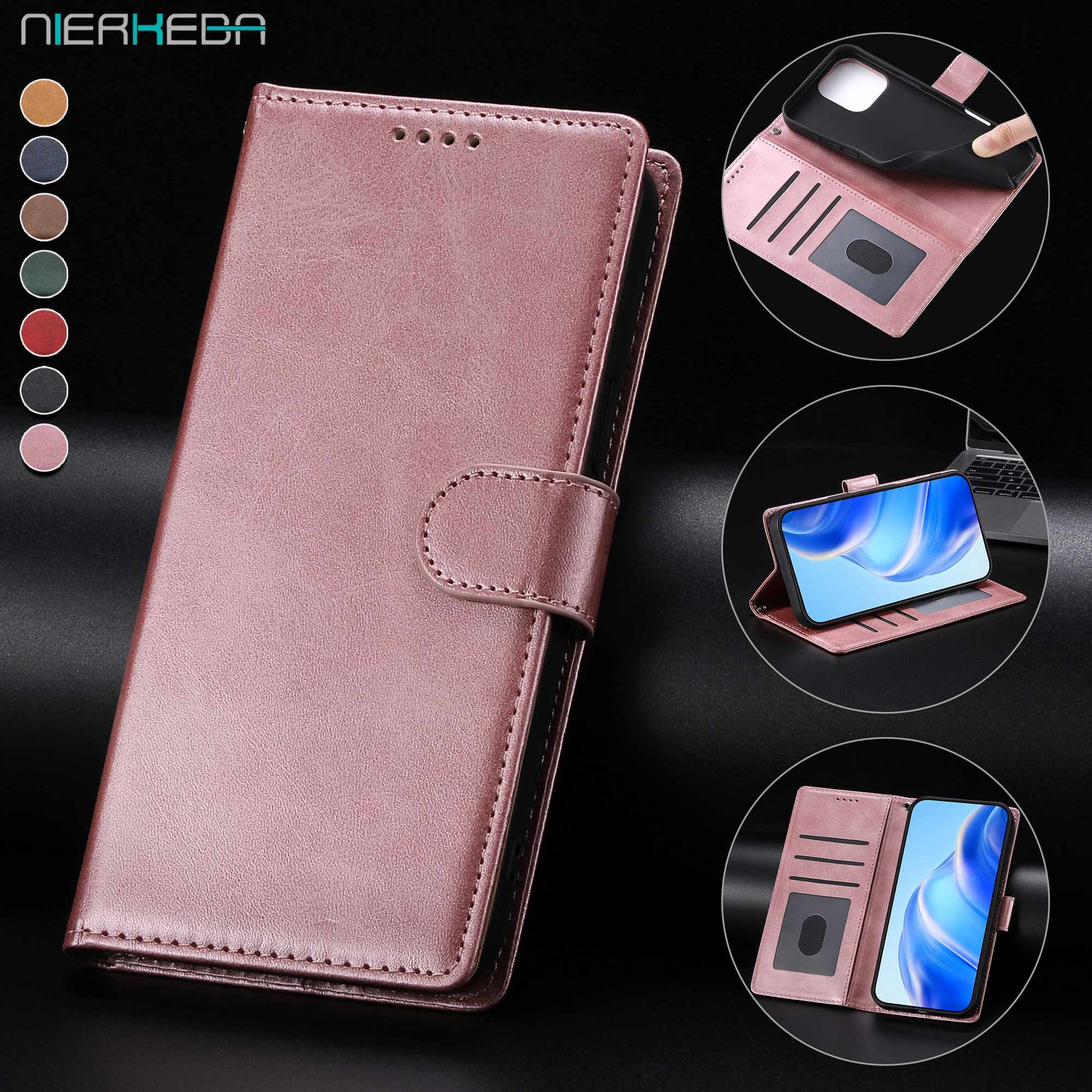 Business Leather Flip Case For Redmi Note 15 14 13 Pro Plus 14C 15C 13C A5 5G Cards Solt Wallet Stand Book Pocket Bag Cover