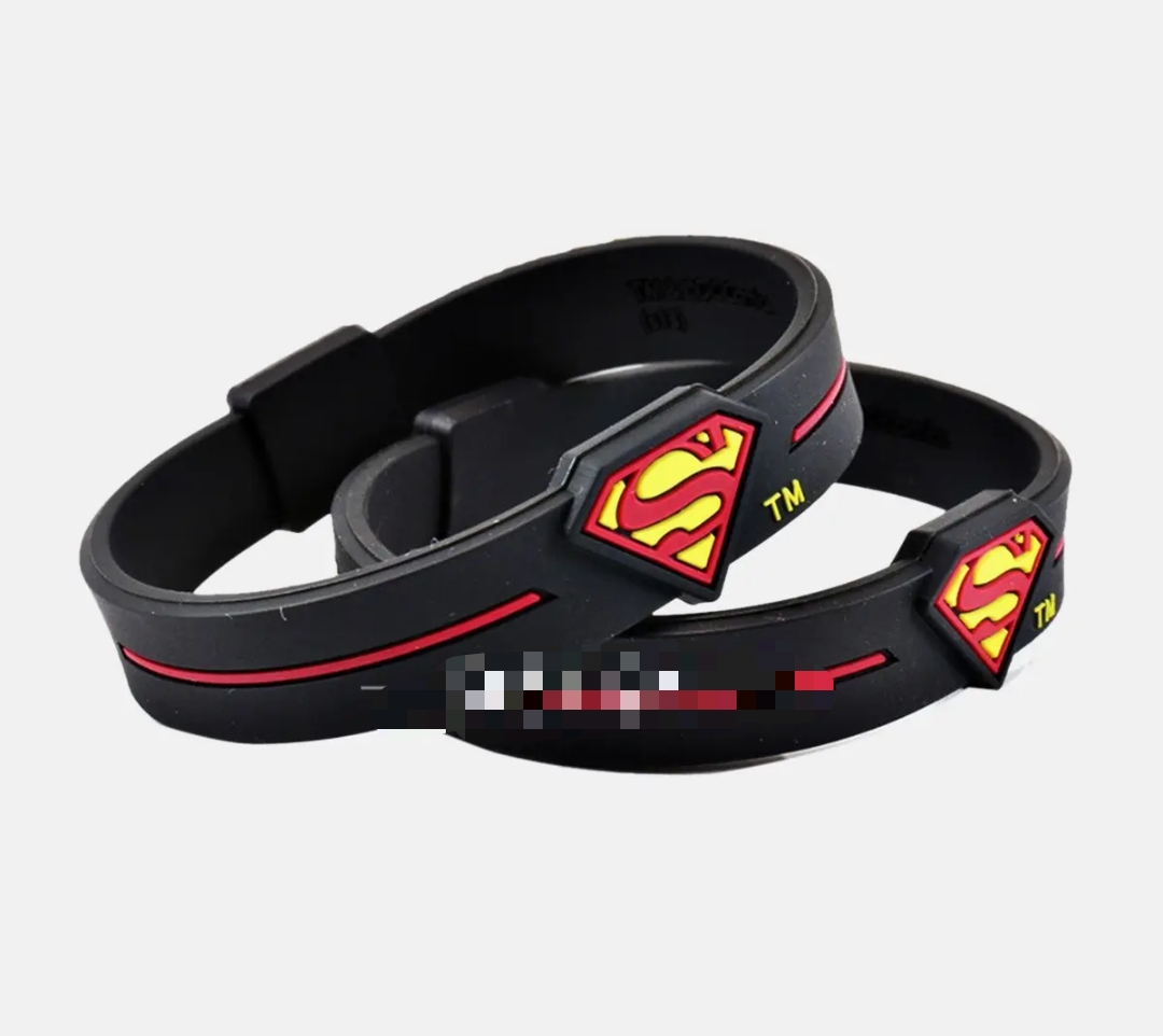 Pack of 1 Hot Selling men's 100%Sillicon Rubber Sports Superman Sillicon Rubber sports Hand Wrist Band For Men Boy Bottonless Band for Boys