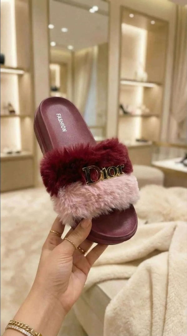 Ladies EVA Fur Slippers For Women Premium Stylish Fluffy Soft Sole Comfortable House Slippers Beautiful Furry Slides Trendy Fashion Casual Wear Sandals Lightweight Cozy Warm Footwear For Girls Home Indoor Outdoor Daily Use Party Travel Shopping