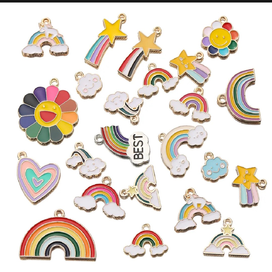 10Pcs Random Mix Alloy Drop Oil Charms Multicolor Animals Flower Pendant Beads For DIY Bracelets Earrings Making Women Jewelry Findings