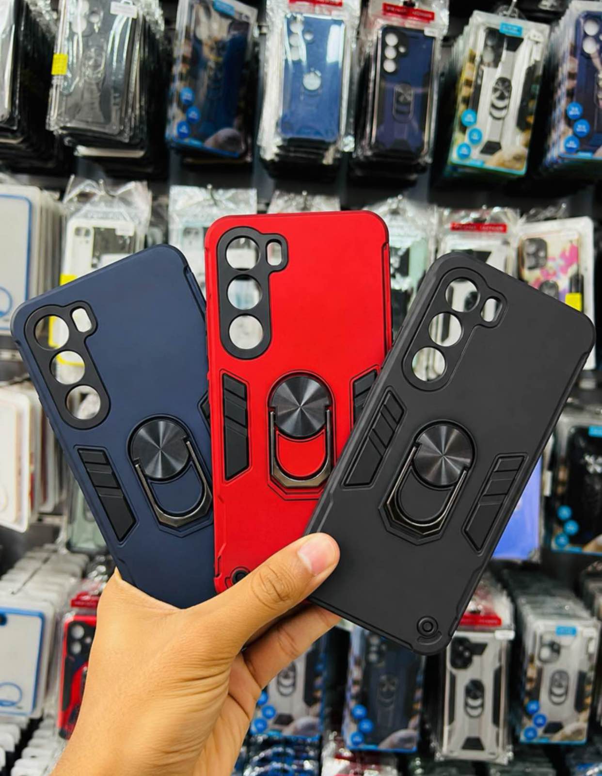 Infinix Hot 60 Pro | Hot 60 Pro Plus Premium Armor Ring Stand Back Cover | Shockproof Luxury Protective Case | Camera Protection Mobile Case