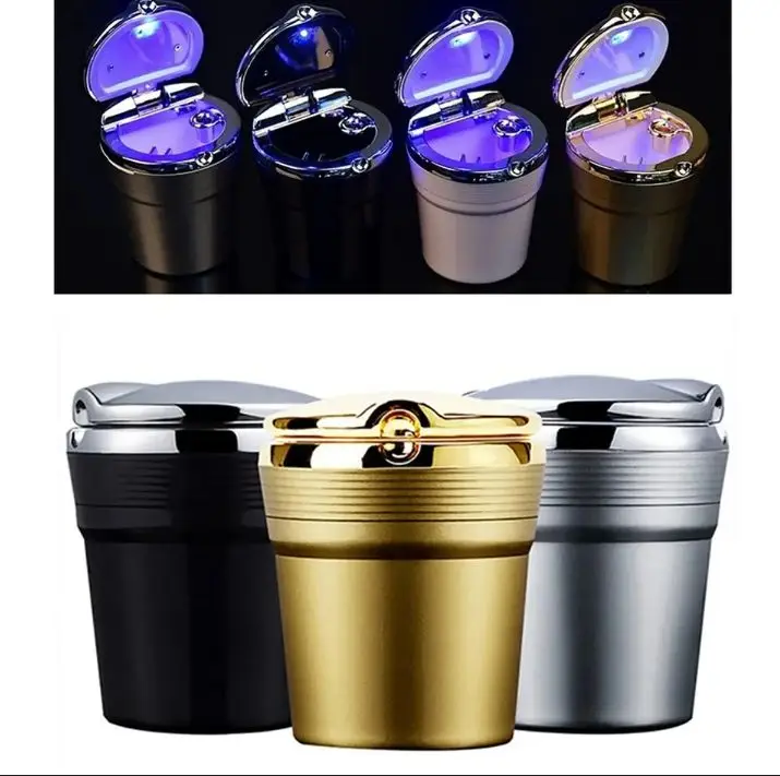 Car Ashtray Car Cup Holder AshTray with Blue LED Light universal