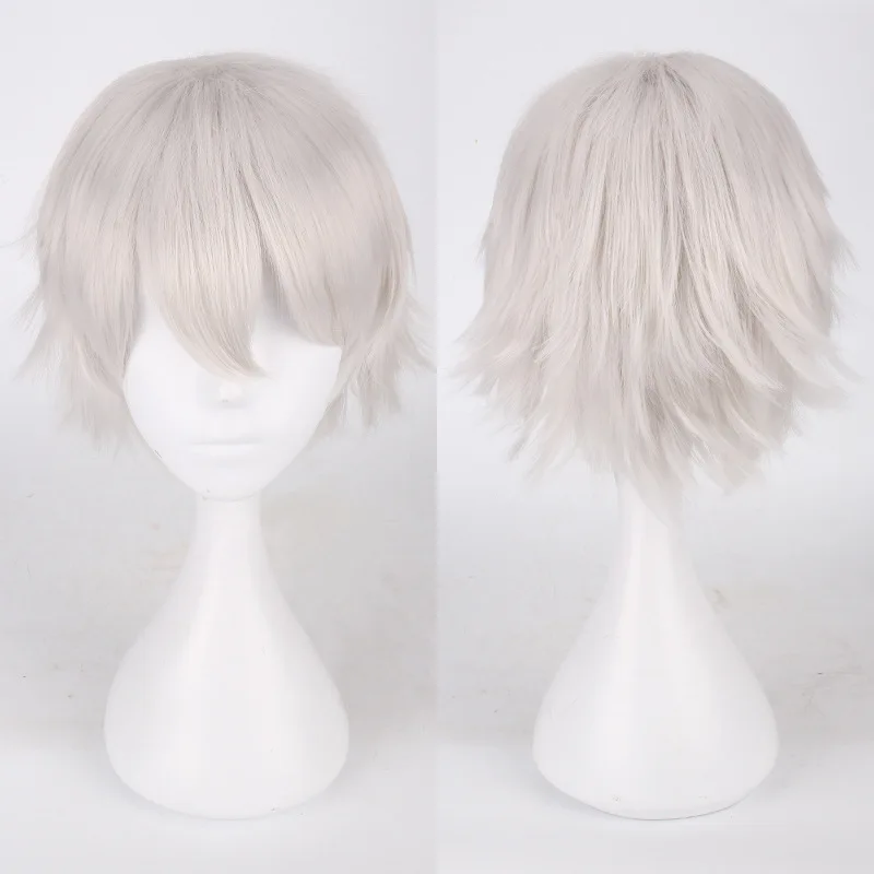 Men Women Synthetic Anime Cosplay Wig Short Straight Heat Resistant Multicolor Hair Costume Accessory