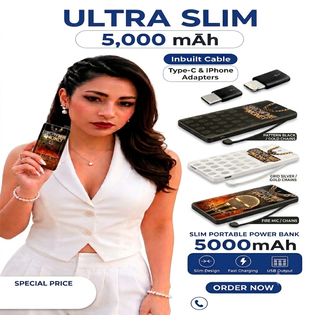 Power Bank 5000 mah Ultra Slim Card Size Pockit Mobile Power Gift Korian Quality