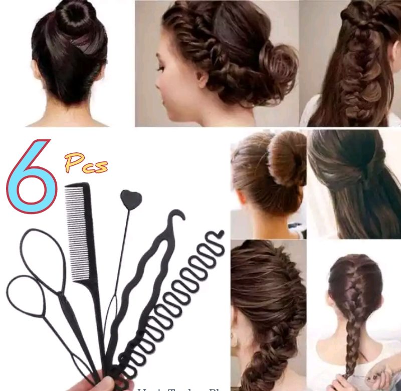 6Pcs Braids Tools with Zig Zag Pony Tail Makers Professional Braids Tools Hair Styling Kits For Women Hair Accessories Set Women Girls DIY Hair Styling Set