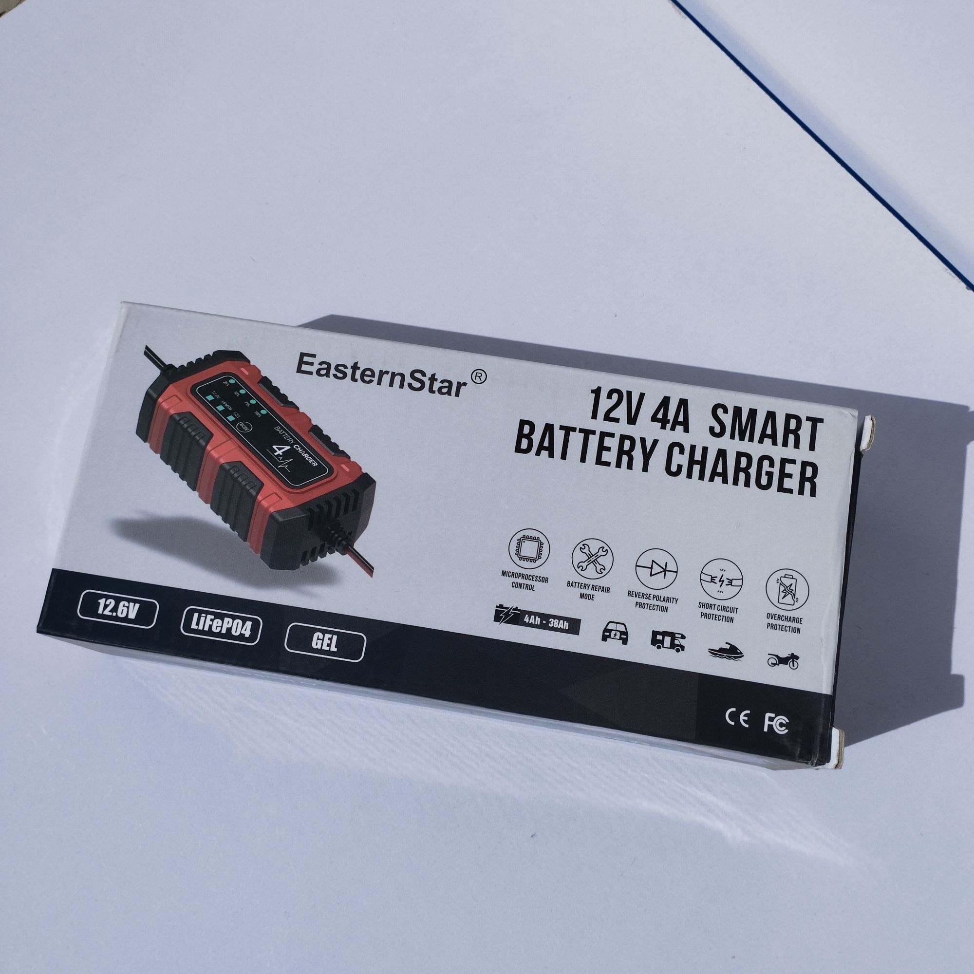 12V 4A Digital Universal Automatic Battery Charger For Car, motor cycle, DC Fan Battery Charger Support Lithium battery, Gel Battery Aced Battery, Dry Battery Automatic Cut Of on Full Charge