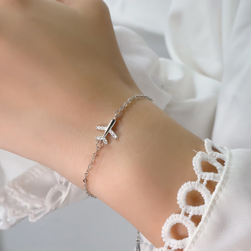 A Girl 1Pcs Original Design Paper Airplane Chain Charm Bracelets Inlaid Zircon Adjustable Bracelet For Women Bangle Jewelry