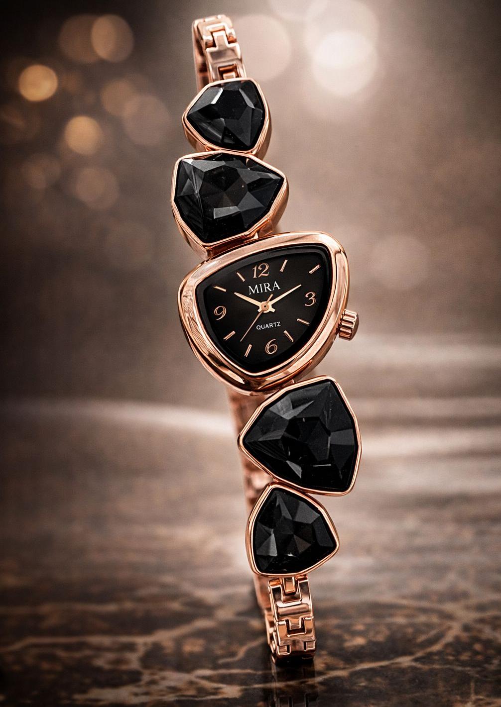 Luxury Diamond Design Women Wrist Watch – Stylish Bracelet Watch for Girls – 5 Color Elegant Stone Strap Watch