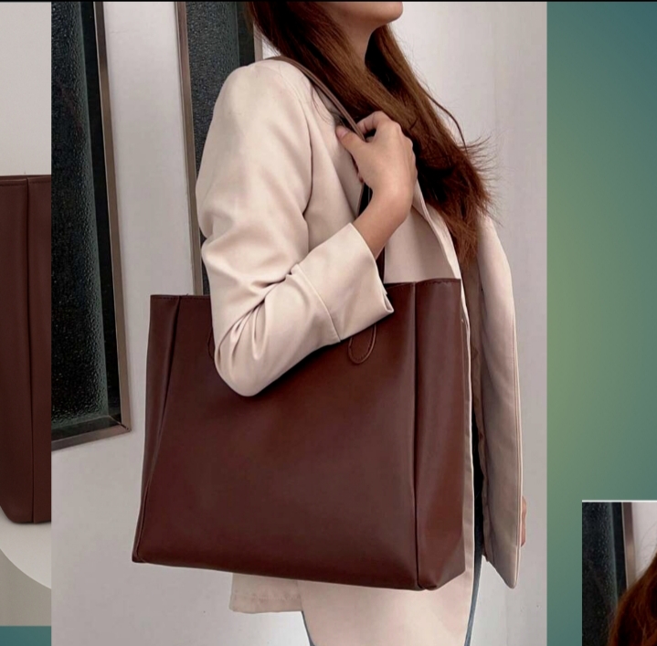 Women Stylish Large Capacity Shoulder Tote Bag – Grey Handbag for Daily Use