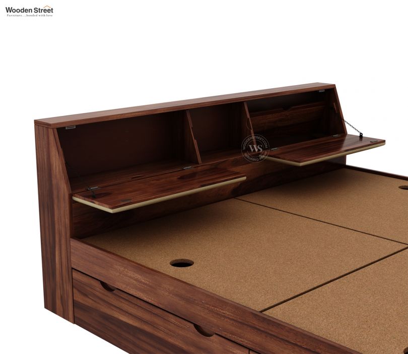 Walken Sheesham Wood Bed with Full Drawer Storage