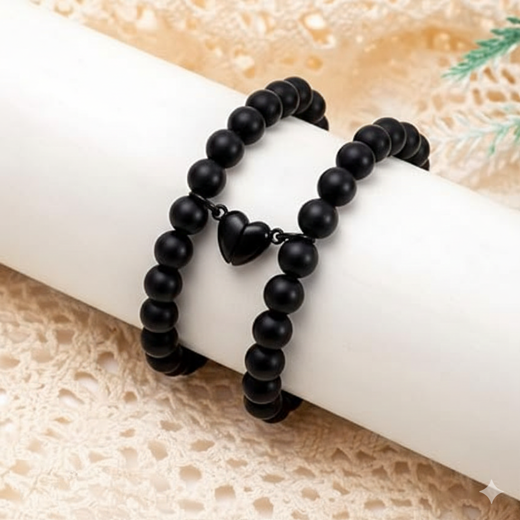 ​Magnetic Heart Bracelet for Couples - Matching Relationship Attraction Bracelets for Lovers & Best Friends - 2 Pcs Magnetic Heart Pendant Braided Rope Wristband Set for Boys and Girls (Him & Her)